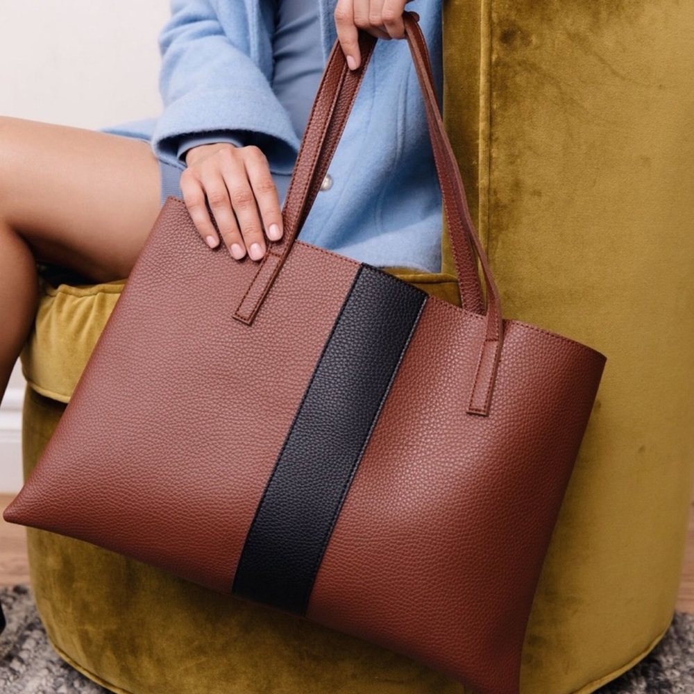 Vince Camuto Elegant Brown and Black Tote Bag